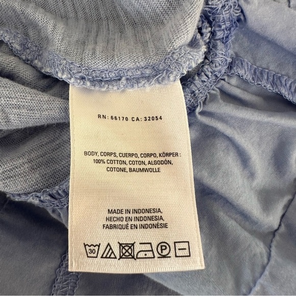 Anthropologie Akemi+Kin blue slub cotton ruffle hem short sleeve tee size small - Picture 6 of 6